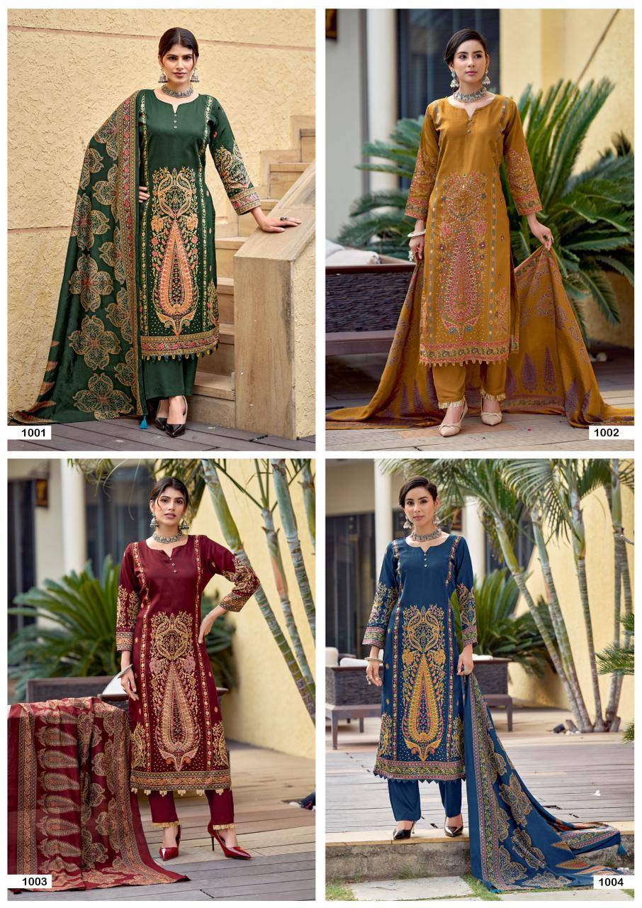 SAPTRANGI by MUMTAZ ARTS 1001 to 1004 series VISCOSE JAM dresses at Wholesale Price